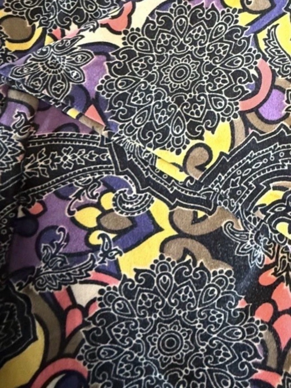 LuLaRoe Black Paisley Leggings with Pink, Yellow & Purple Accents